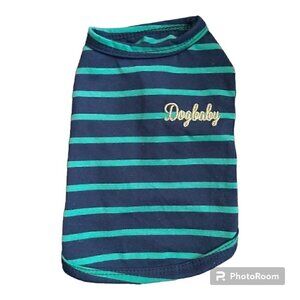 Nwot "Dogbaby" Embroidered Blue And Green Striped Dog Shirt - Size Small